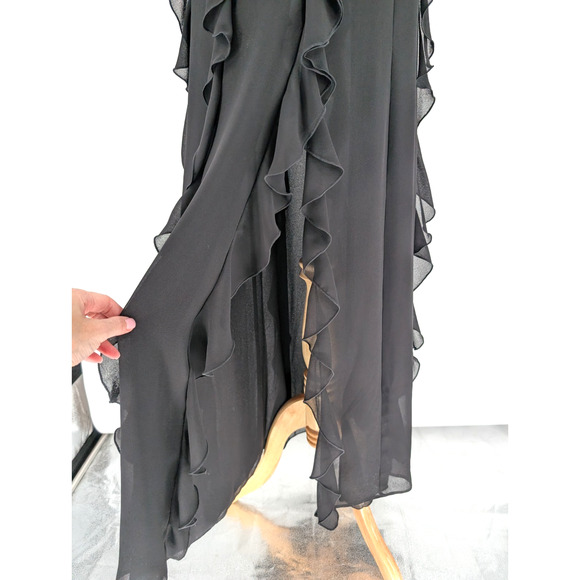 NBD Revolve Nehna Sheer Cascading Ruffle Slip Maxi Gown XS Gothic Fairy Glam - Picture 11 of 15